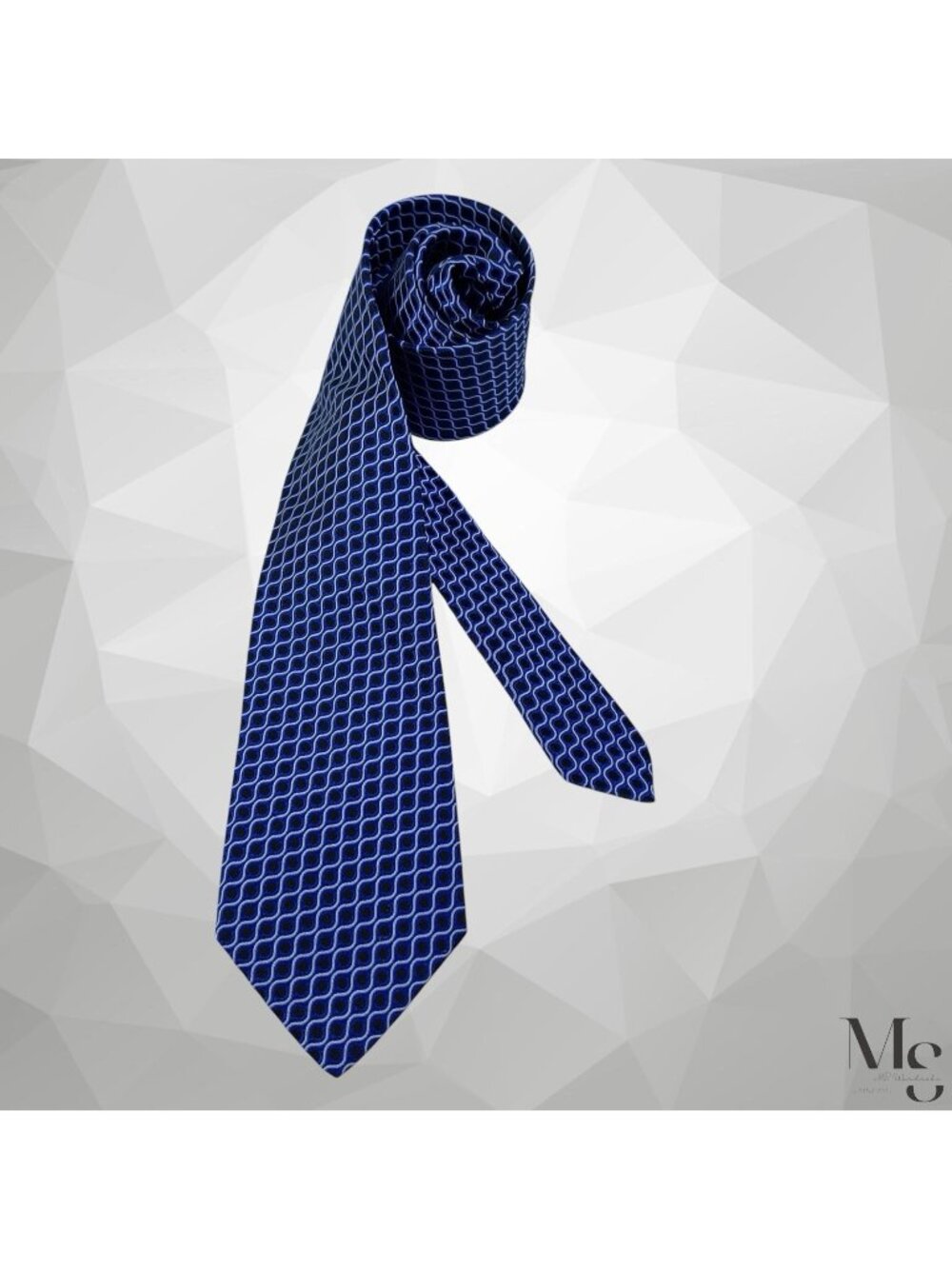 ETRO Milano Blue Geometric Luxury Silk Tie Made In Italy 58"-3.25" EX COND